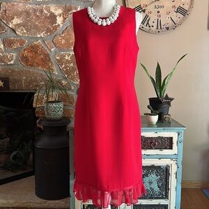 PLAZA South Petite Sleeveless Ruffle Hem Dress Size 10P Red
